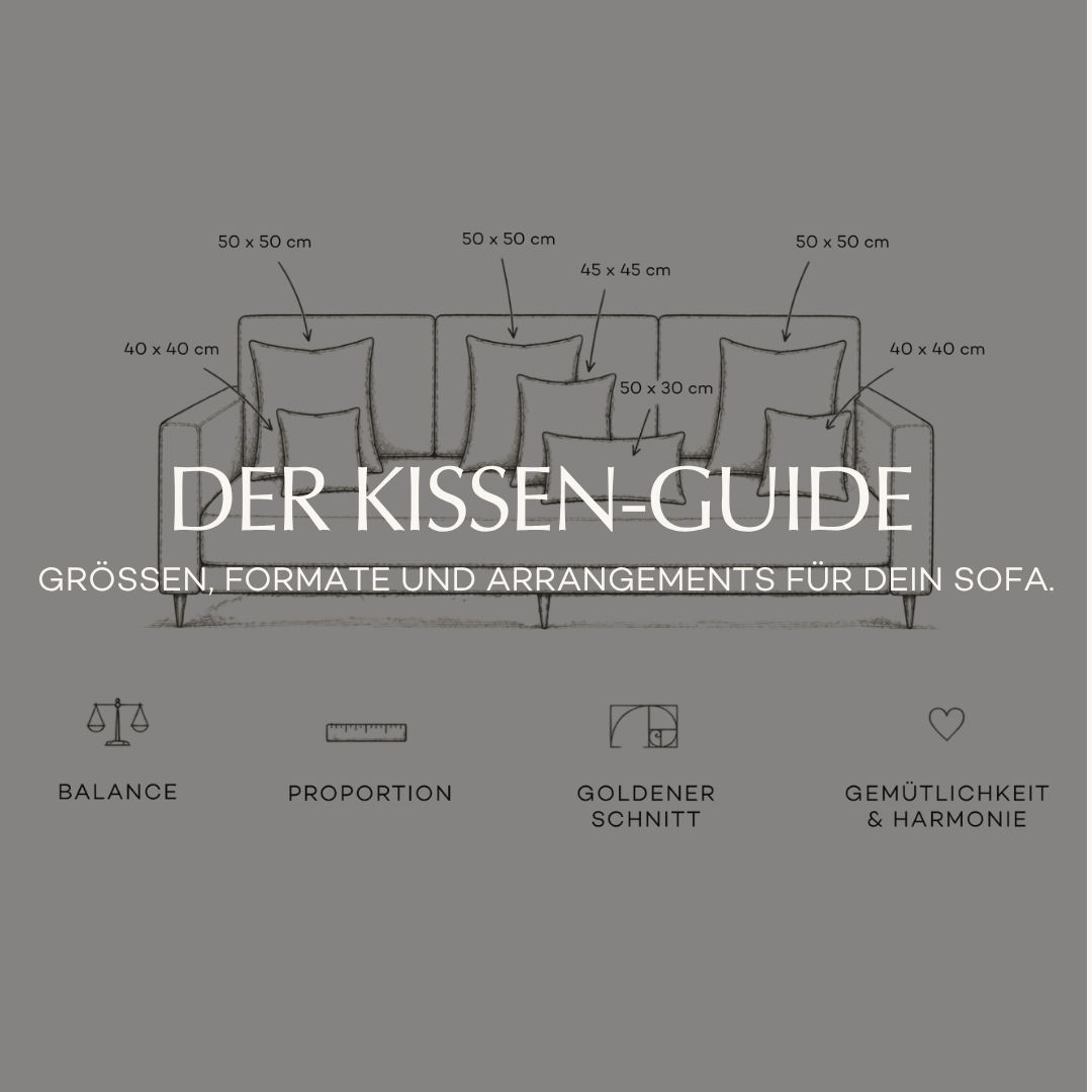 Illustration eines Sofas mit verschiedenen Kissengrößen und Formaten als Titelbild für den Kissen-Guide von another mondaen