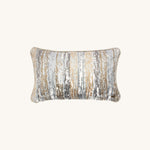 Kissen mit organischem Muster aus Jacquard in Beige, rechteckige Frontansicht