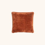 Rotes Uni Kissen aus Teddy-Stoff in Cinnamon, quadratische Frontansicht