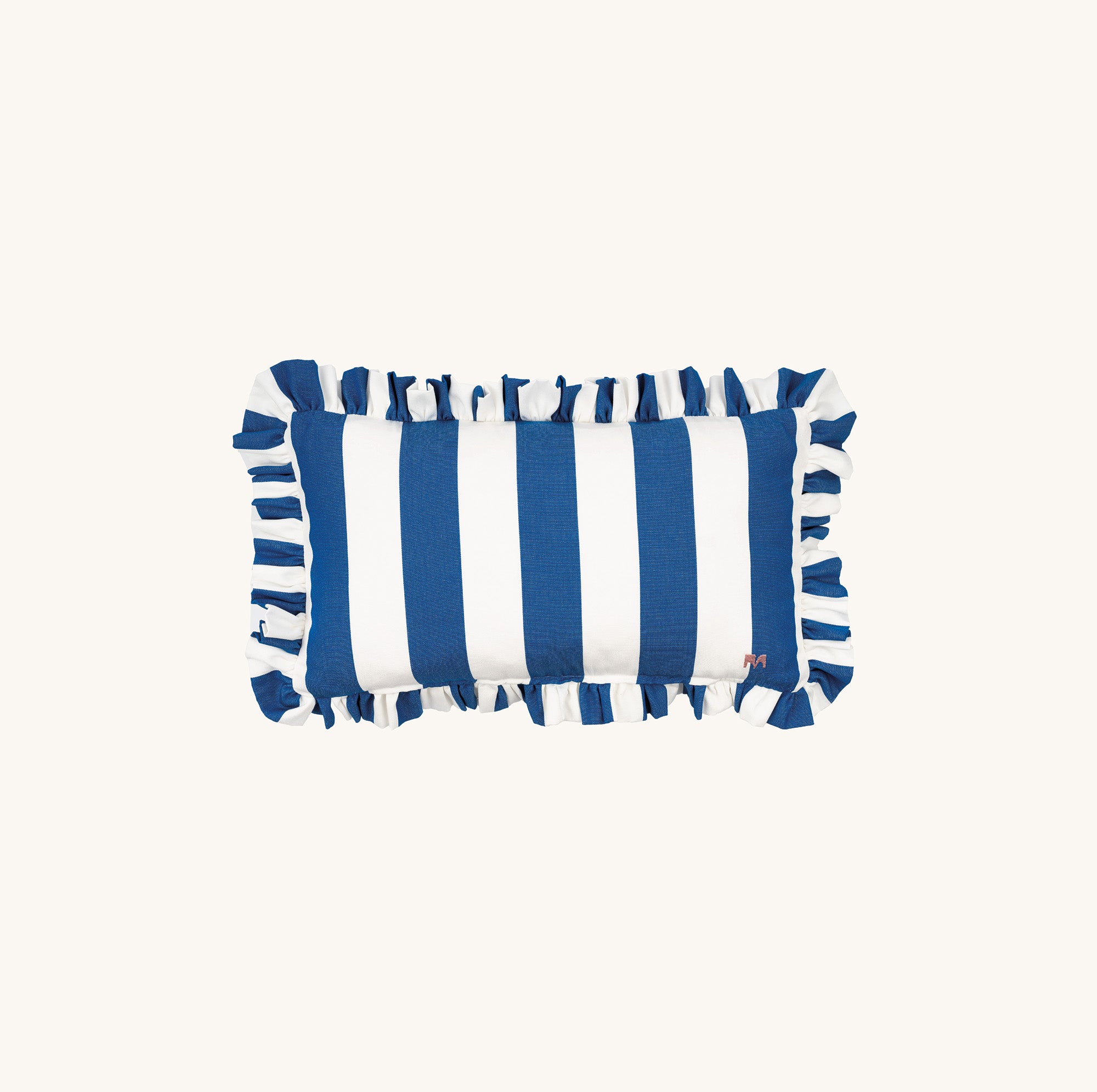 Outdoor Kissen Blau mit Rüsche – Ruffled Charm Rechteckig