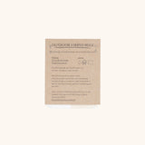 Rückseite des Outdoor Stoffmusters beige gestreift von another mondaen mit Materialangaben – Stoffprobe aus wasserabweisender Mikrofaser für Outdoor-Kissen.