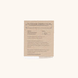 Rückseite des Outdoor Stoffmusters taupe gestreift von another mondaen mit Materialangaben – Stoffprobe aus wasserabweisender Mikrofaser für Outdoor-Kissen.
