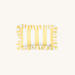 another mondaen Outdoor Kissen Erich Ruffled Charm Yellow rechteckiges – gestreiftes Designkissen in gelb-Weiß mit handgefertigter Rüschenkante aus der VACANCES Kollektion