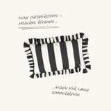 Rechteckiges Outdoor Kissen mit Rüschen in Graphit und Weiß – gestreiftes Design aus der Ruffled Charm Kollektion von another mondaen