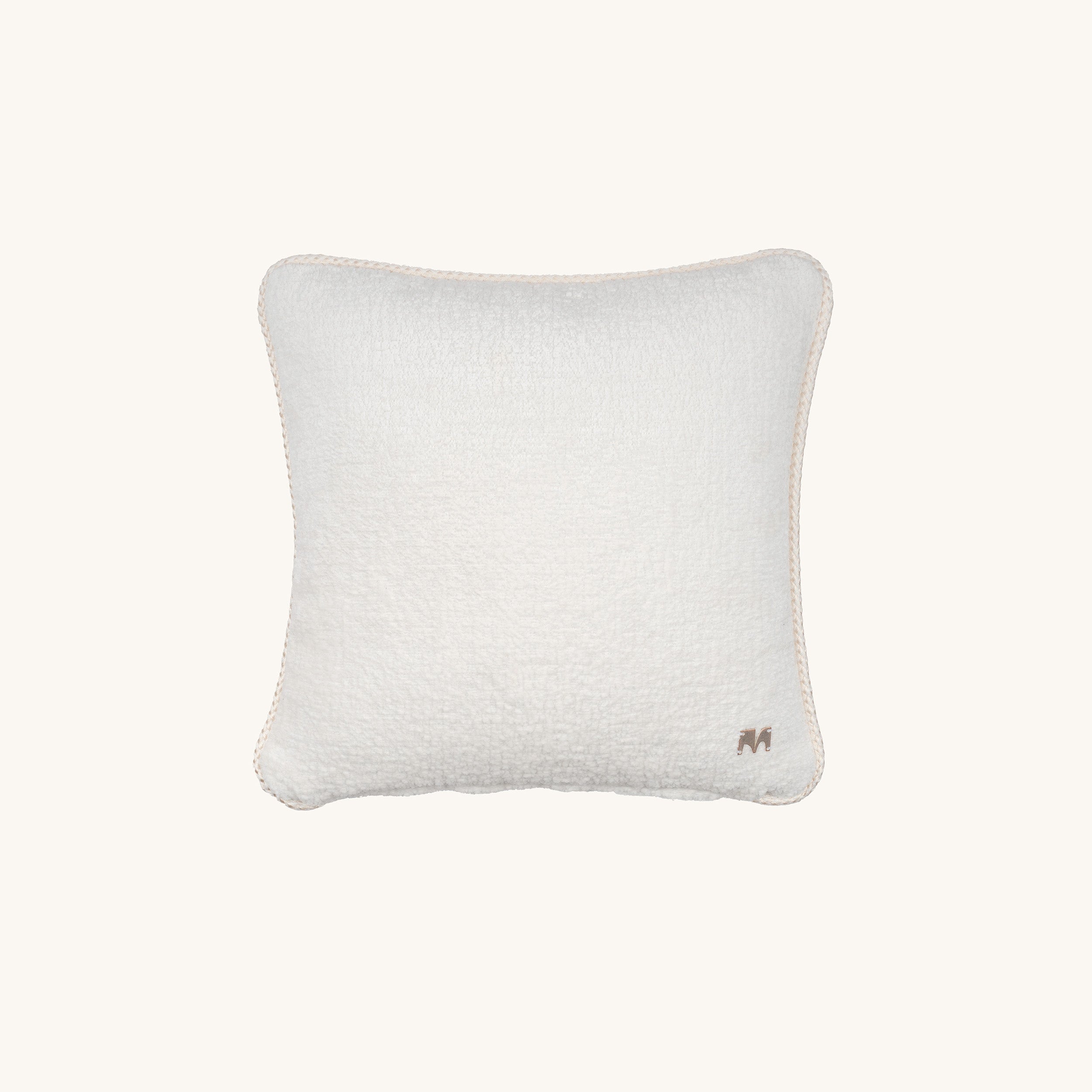 Quadratisches Teddy Kissen Weiß – Albers Monochrom