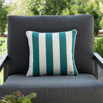 another mondaen Outdoor Kissen Classic Striped Forest quadratisch – gestreiftes Designkissen für Terrasse und Garten