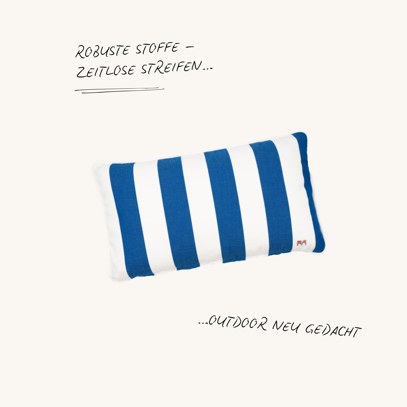 Outdoor Zierkissen Classic Stripes rechteckig in Blau und Weiß von another mondaen mit wetterfestem Stoff für Terrasse, Balkon und Garten