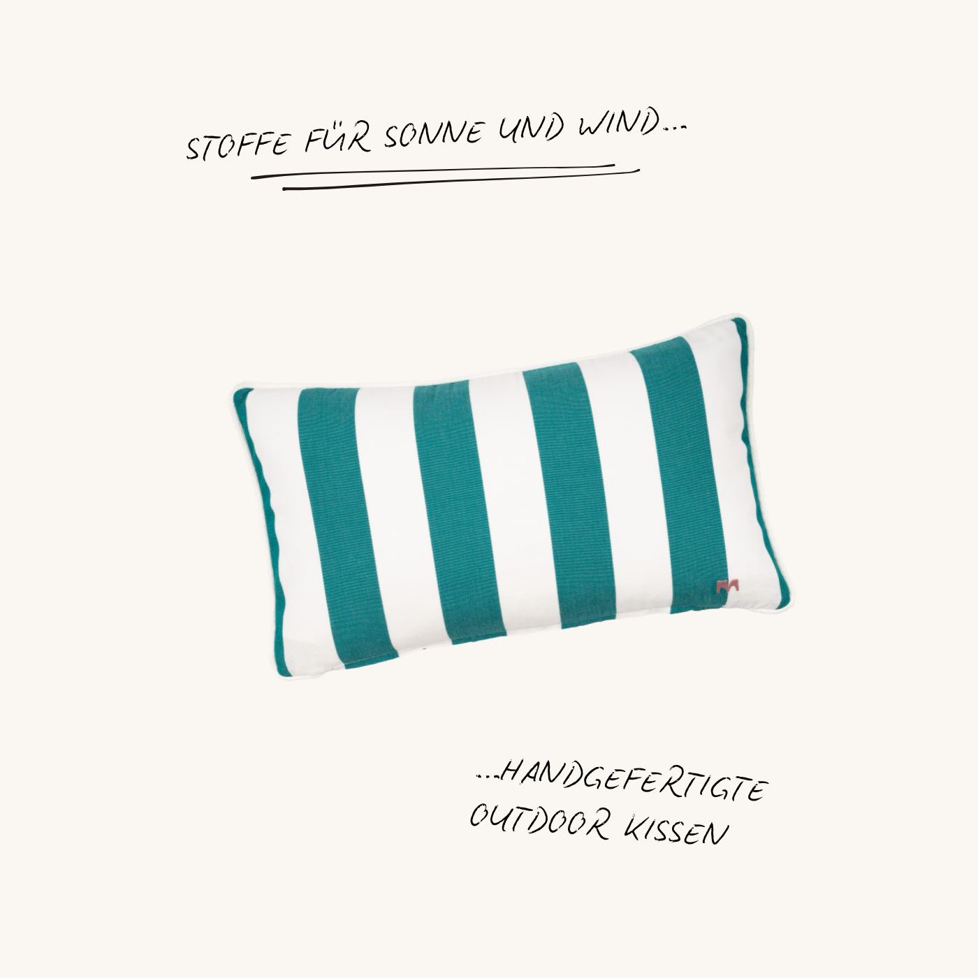 Rechteckiges Outdoor Zierkissen Classic Stripes in Forest Grün und Weiß von another mondaen mit wetterfestem Stoff für Terrasse, Balkon und Garten
