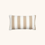 Rechteckiges Outdoor Zierkissen Classic Stripes in Taupe und Weiß von another mondaen Frontansicht