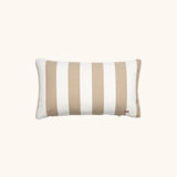 Rechteckiges Outdoor Zierkissen Classic Stripes in Taupe und Weiß von another mondaen Frontansicht