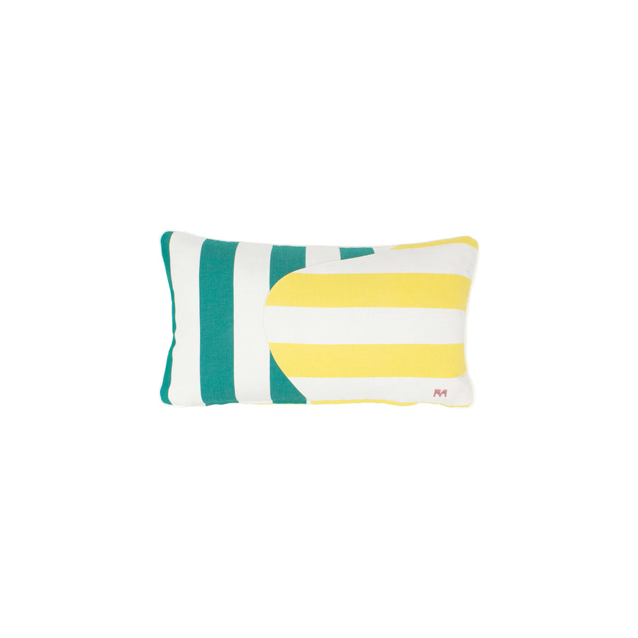 Erich Outdoor Waved Harmony Lemon Yellow & Forest Kissen Rectangle