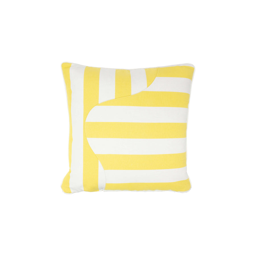 Wille Outdoor Waved Harmony Lemon Yellow & Forest Kissen Square