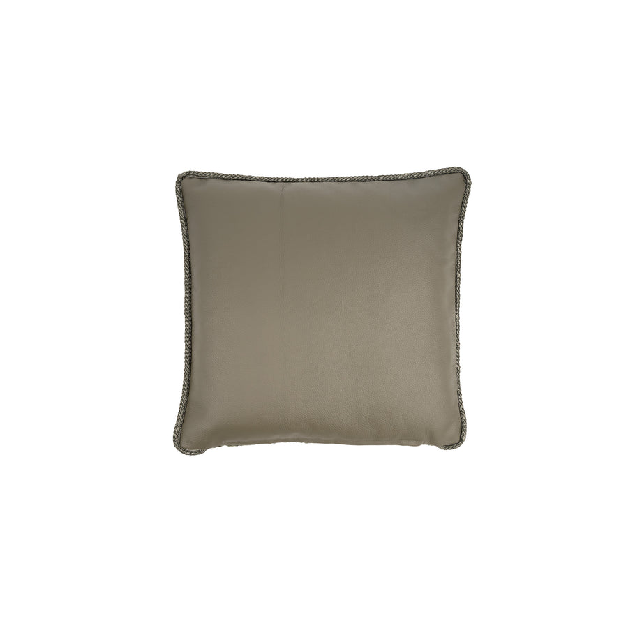 Alma Monochrome Olive Leather Cushion Square