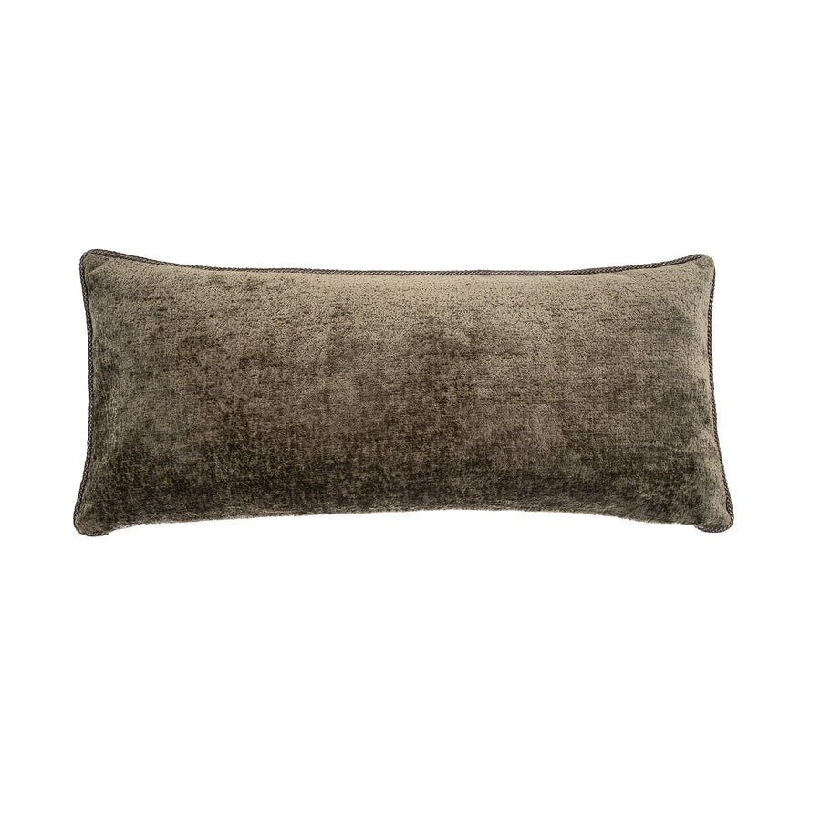 Beese Monochrome Olive Leather Cushion Rectangle