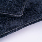 Blaues Teddy Uni Kissen mit feinem Keder-Detail