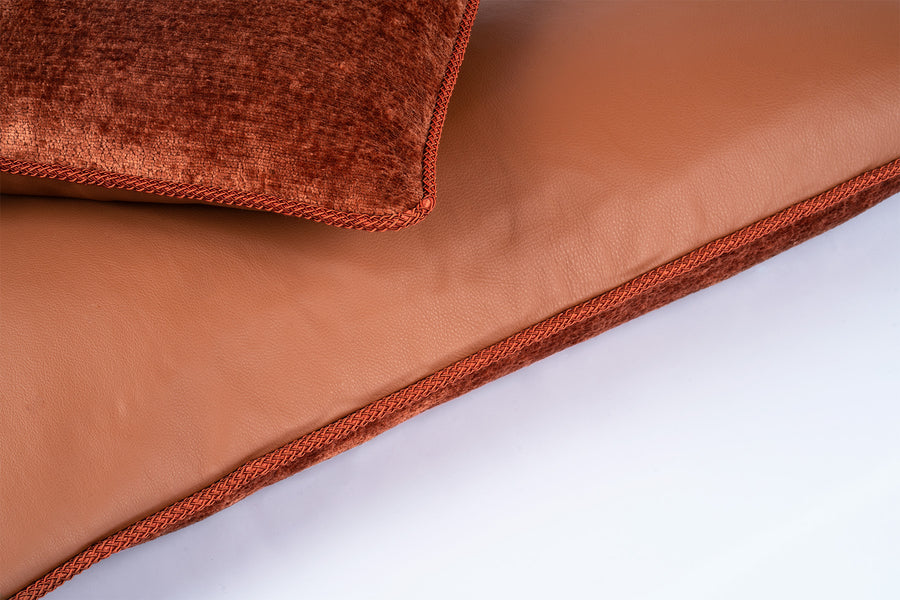 Alma Monochrome Cinnamon Leather Cushion Square