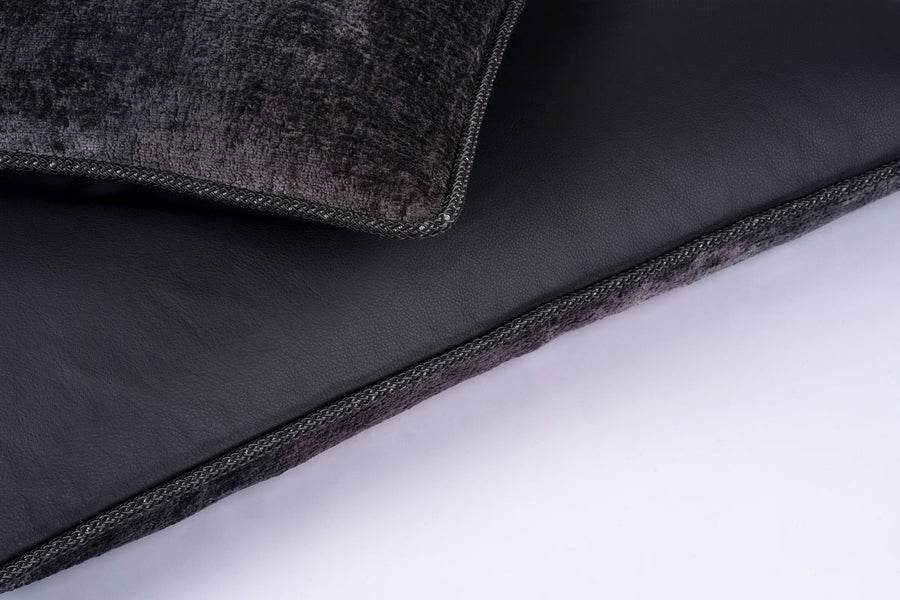 Alma Monochrome Black Leather Cushion Square
