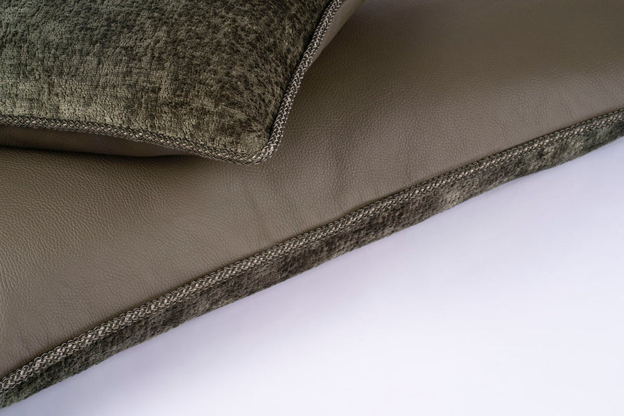 Beese Monochrome Olive Leather Cushion Rectangle