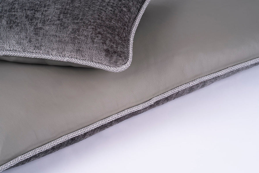 Alma Monochrome Stone Leather Cushion Square